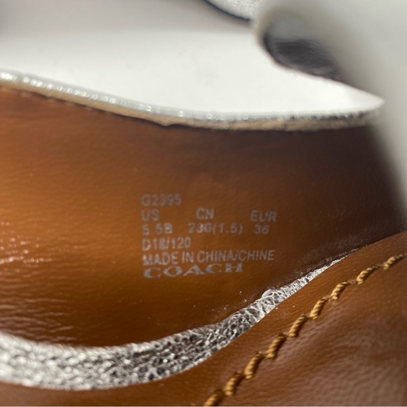 COACH 85 mm Jade Pump metallic Silver square toes loafers size 5.5B in Box EUC - Picture 6 of 9